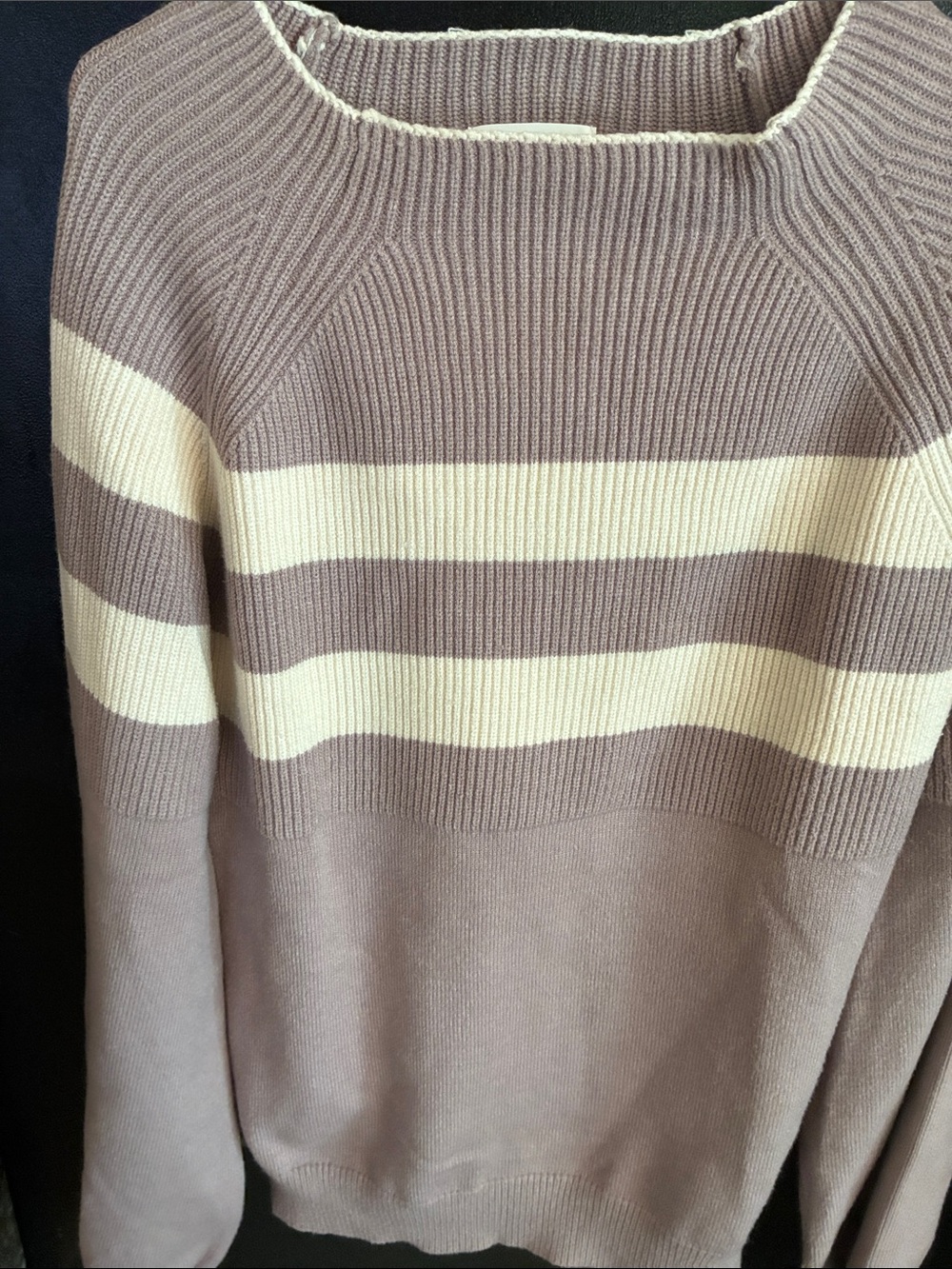 böhme Ribbed Mock-Neck Colorblock Striped Knit Sweater - Size M